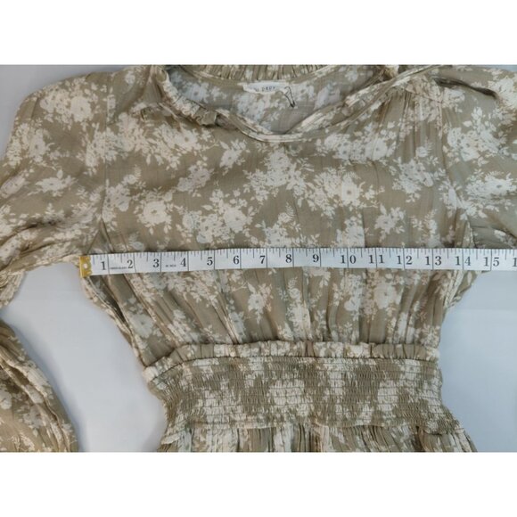 Blu Pepper Floral Long Sleeve Smocked Waist Ruffle Hem Dress M - Picture 9 of 10